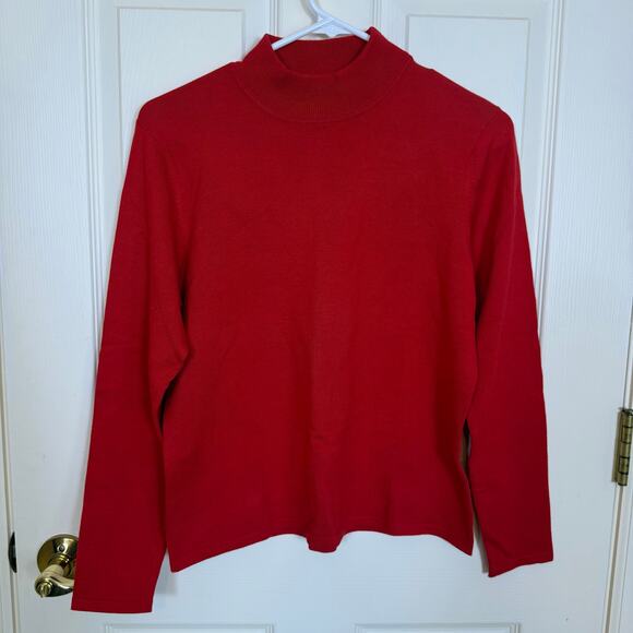 Pendleton Silk Nylon Blend Mock Neck Sweater Red Long Sleeve Knit Soft Medium - Picture 2 of 5